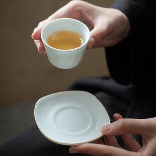 陶客源影青瓷单个三才盖碗提梁壶品茗小茶杯大茶洗六君子杯垫