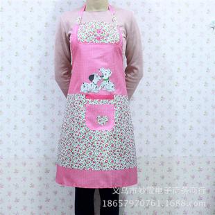 新款多种图案桃皮绒挂脖款 时尚定位防污家居围腰 韩版围裙