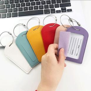 跨境可订LOGO加厚pu皮质带印刷纸卡标签不锈钢挂绳夫妻飞机行李牌