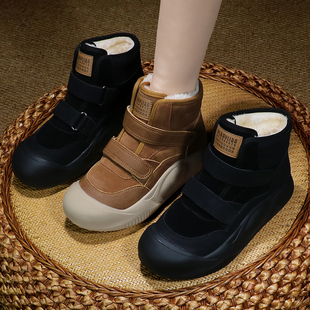真皮鞋 女鞋 短靴加绒加厚保暖雪地靴防滑软底大码 子女秋冬季