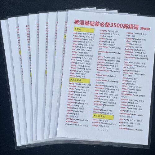 初中英语3500词高频词学习认知卡