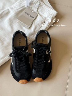 。EOS女鞋9210-27摩卡棕复古德训鞋女2025平底新款歪头系带休闲鞋