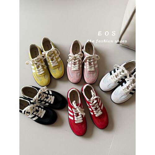 EOS22560-75真皮网面德训鞋女2026夏季新款韩版平底休闲运动板鞋