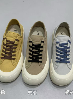 EOS女鞋新款厚底2025帆布鞋女高级板鞋两穿懒人一脚蹬女鞋6881-53