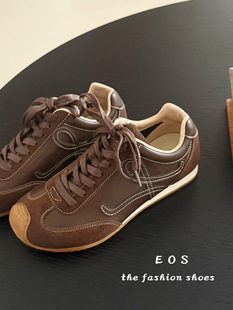 。EOS女鞋9210-31平底皮面时尚休闲鞋女2025百搭系带阿甘徳训鞋