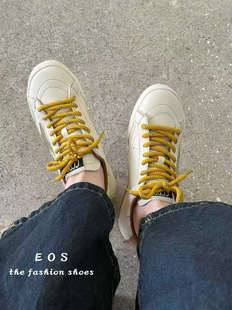 。EOS女鞋2590-1星星小脏鞋女板鞋德训小白鞋休闲拼色复古平底鞋