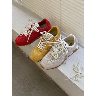 EOS女鞋真皮芭蕾德训鞋女2025珍珠网面透气百搭休闲阿甘鞋2555-1