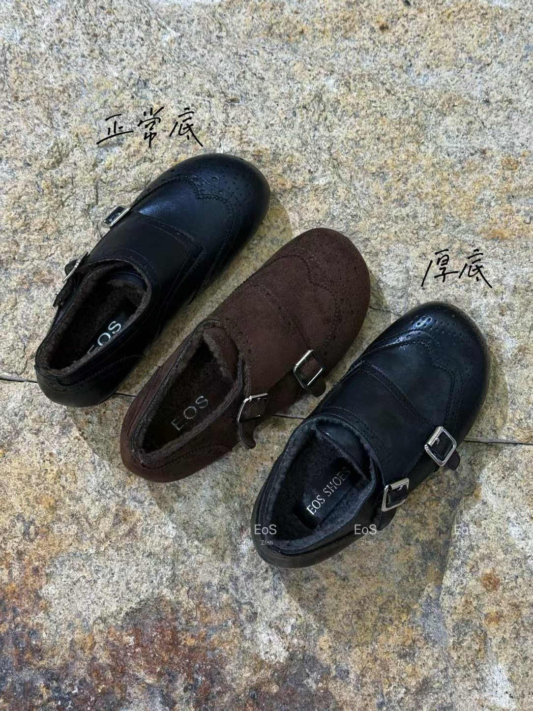 209-10/GX1109-1 布洛克雕花深口加绒毛毛鞋皮带扣英伦乐福鞋勃肯