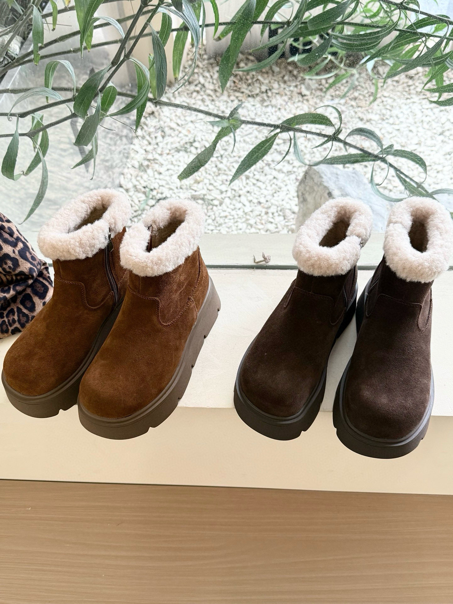 。可千凡M1016-2真皮加绒加厚保暖厚底增高雪地靴2025款靴女棉鞋