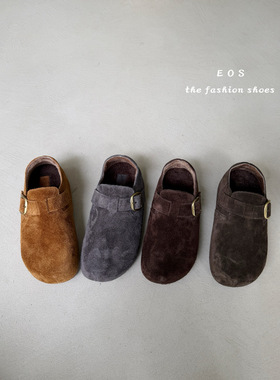 。EOS25286-8真皮一脚蹬薄绒内增高厚底勃肯鞋2025年冬款豆豆鞋