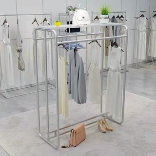 热卖服装展示架双排双杆侧挂中岛陈列架落地式女童装店挂衣服货架