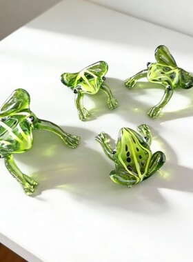 手工玻璃青蛙摆件 微景观造景 桌面治愈小物 鱼缸装饰 可爱礼物