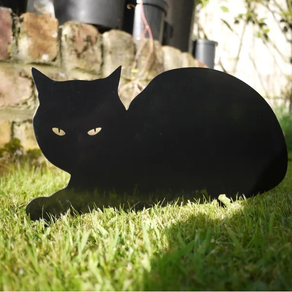 锐利的眼神门口守护黑猫吉祥玄猫金属多功能装饰摆件地插