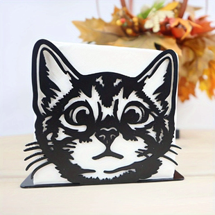 创意餐巾纸架可爱猫咪剪影铁艺猫摆件现代家居厨房餐厅桌面纸巾架