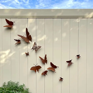 12件套乡村风格金属蝴蝶墙艺术套装户外花园围栏铁艺创意庭院装饰