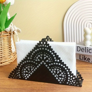 创意餐巾纸架欧式花边铁艺纸巾架波西米亚风桌面收纳装饰铁艺摆件