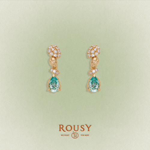 《镜湖》ROUSY复古设计高级感百搭通勤水滴莫桑石s925耳钉耳环女
