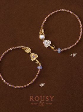 《解锁》复古设计高级感精致宫廷小众双面佩戴百搭银镀金手链女