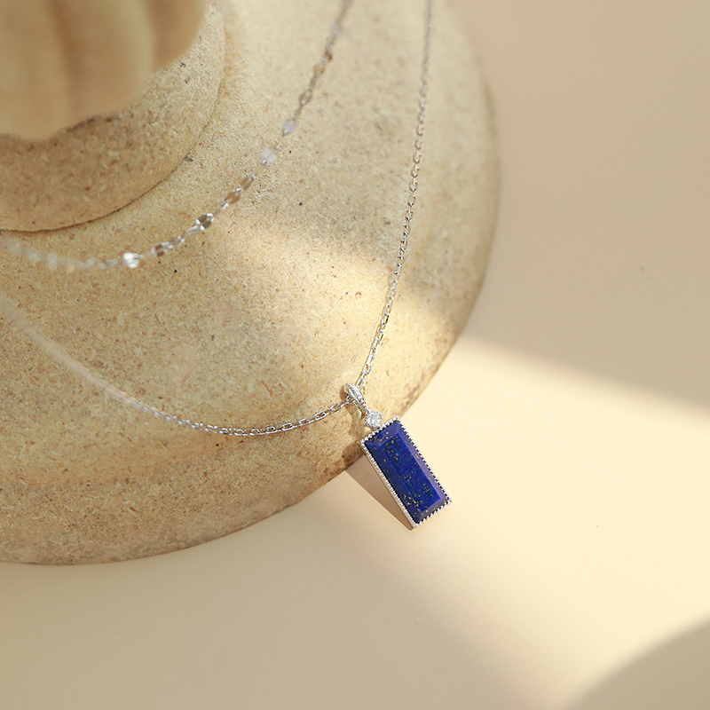 小众流行银青金石吊坠女项链