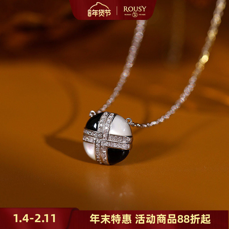 《晚宴遐思》原创设计复古宫廷气质小众黑玛瑙白贝纯银锁骨项链女,饰品/流行首饰/时尚饰品新,项链,淘宝优惠券,粉丝福利购,淘宝优惠卷