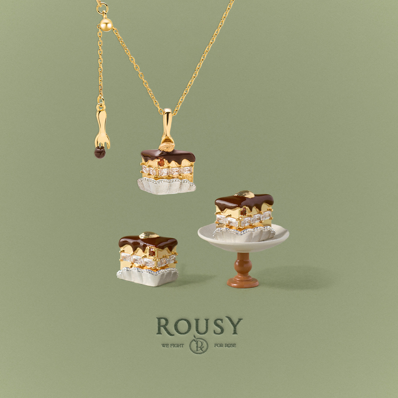 《浓情臻巧》ROUSY七夕节礼物复古设计高级感s925银颈项链耳钉女图片