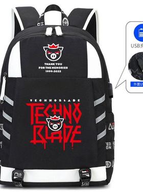 猪皇血神 Technoblade 周边书包 Dream SMP青年学生双肩背包防水