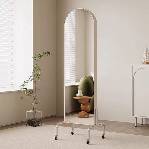 旋转落地穿衣镜带挂衣帽架一体