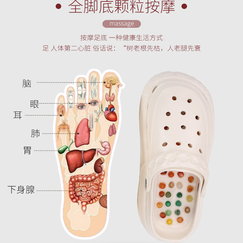 按摩拖鞋女外穿时尚2025年新款厚底休闲沙滩凉鞋踩屎感软底足疗鞋