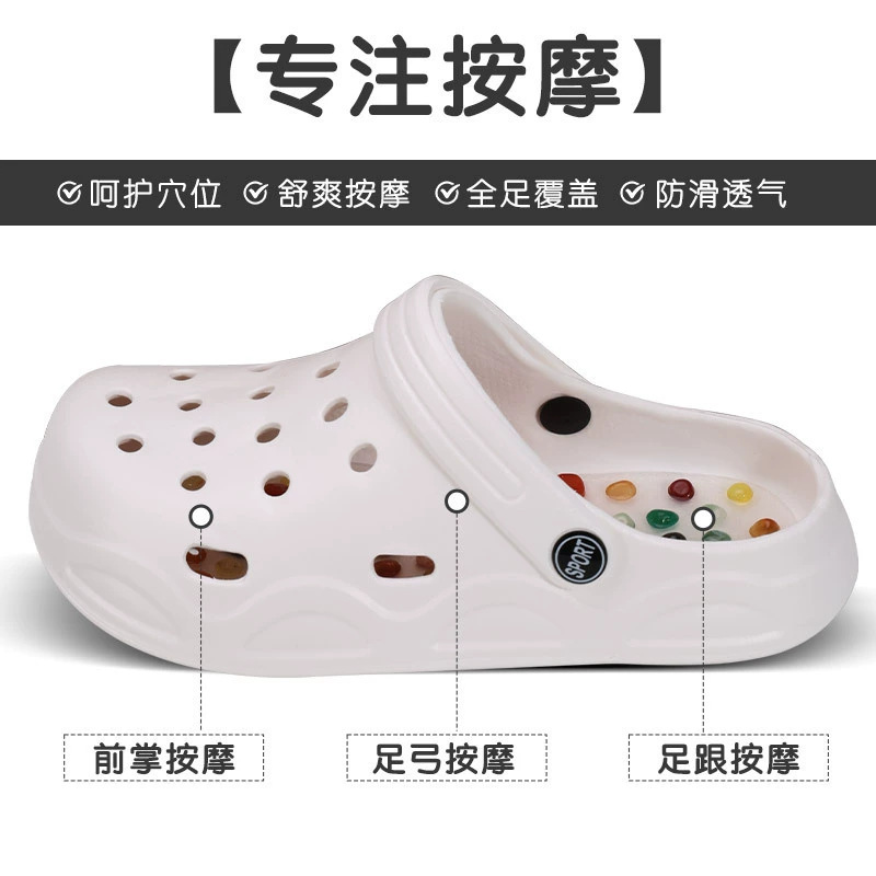 按摩拖鞋男士夏季2025新款女士外穿防臭滑洞洞鞋脚底穴位足疗凉鞋