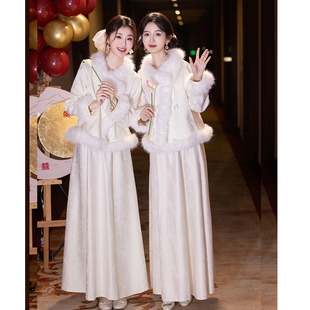 姐妹裙中式 结婚礼服香槟色高级小众气质活动平常可穿 伴娘服闺蜜装