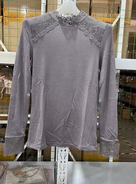 A47 黛*芬咖啡碳蕾丝中领女士保暖上衣 H000049裤子H000050