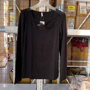 子H000050 H000049裤 A51黛 芬咖啡碳蕾丝高领女士保暖上衣H000048