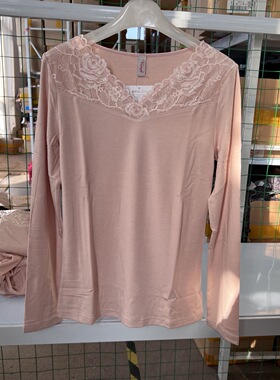 A5 黛*芬蕾丝拼接女士修身保暖上衣春秋季内搭显瘦打底H000104