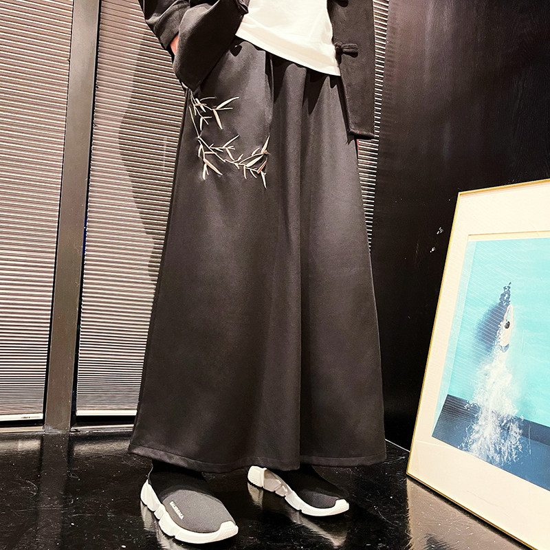 风男士暗黑刺绣阔腿裤电商A100-K189-P60限78,男装休闲裤,电商A100