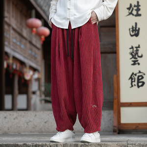 灯芯绒刺绣风长裤电商A100-K2559-P65