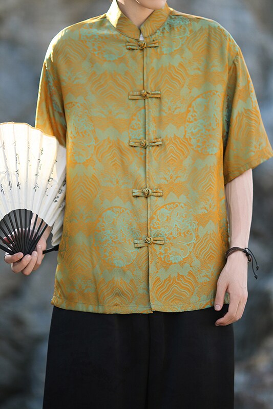 风新中式印花汉服衬衫电商A100-C311-P75,男装衬衫,电商A100
