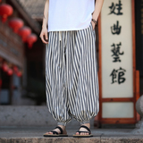 麻棉束脚灯笼裤哈伦宽松新风条纹休闲裤电商A100-MK2530-p78，男装休闲裤，电商A100