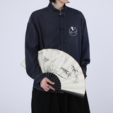 风新中式牛仔衬衫刺绣复古长袖上衣电商A100-C333-P65，男装衬衫，电商A100