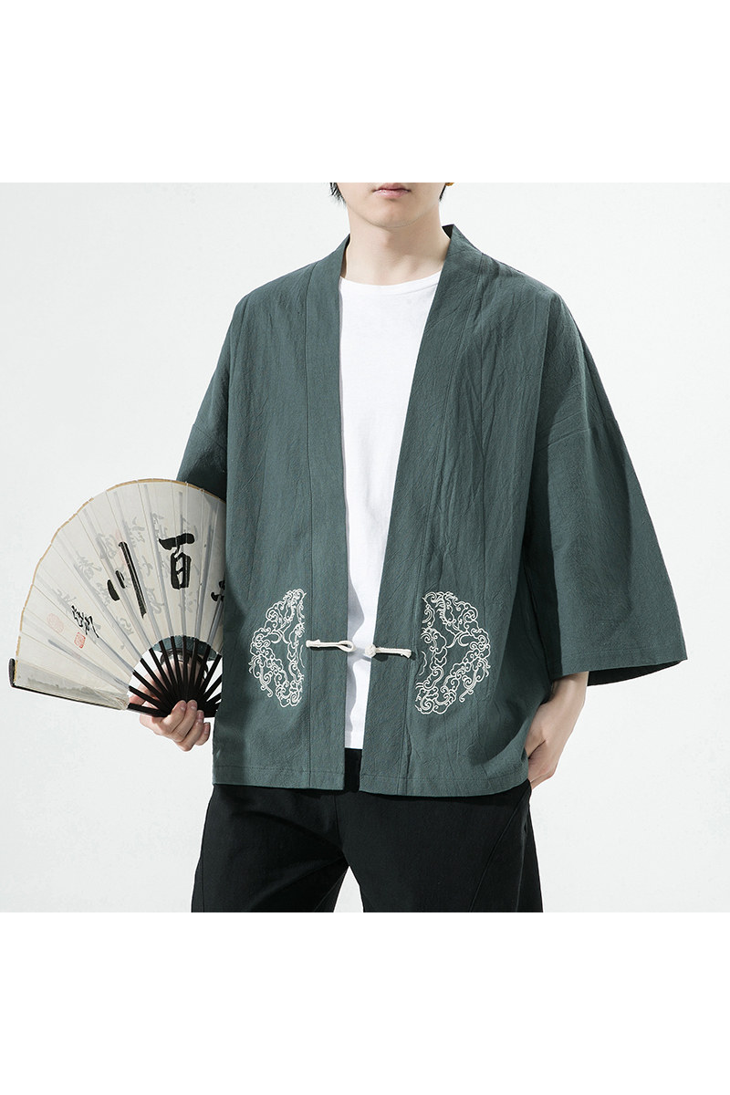 风汉服开衫刺绣盘扣精致防晒电商A100-731-p50男士宽松限68,男装防晒衣,电商A100