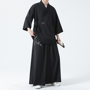 风冰丝七分袖汉服套装宽松大码禅意道袍居士茶225+2311-P120图片