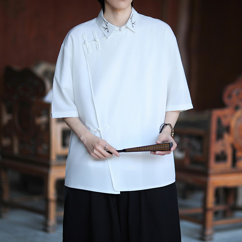 新中式风短袖衬衫电商A100-226-P65,男装T恤,电商A100
