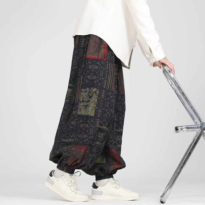 花色民族风束脚裤电商A100-K7780-P50,男装民族服装,电商A100