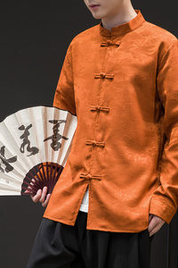 风长袖加厚盘扣休闲暗纹清明上河图纯色衬衫电商A100-C18-P68图片