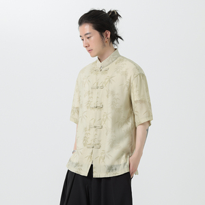 新中式盘扣中山唐装风暗纹小众高级感衬衫A100-232-P65图片