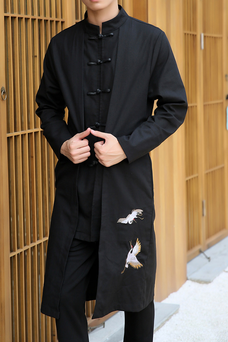 风绣花长袍外套电商A100-B31-P95,男装民族服装,电商A100