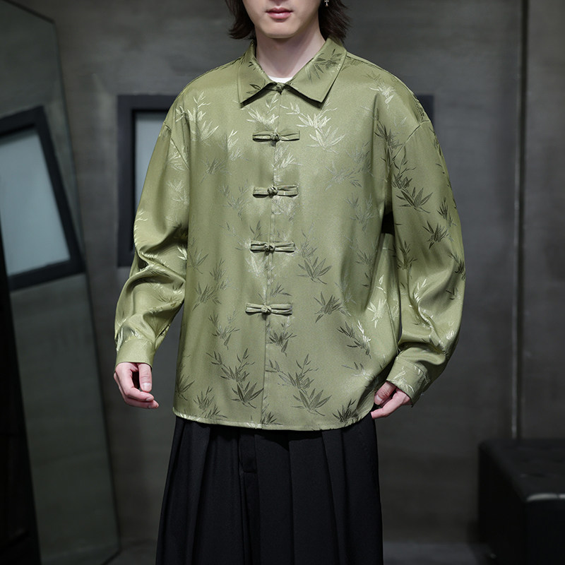 风提花衬衫男士长袖新中式男装盘扣唐装汉服电商A100-C39-P65,男装衬衫,电商A100