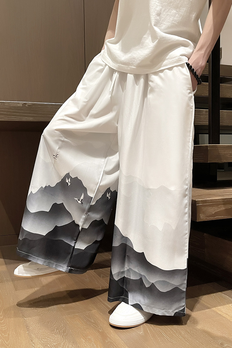 风大裤衩宽松大码裤山水水墨新风电商A100-K3001-P50,男装休闲裤,电商A100