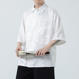 新中式风盘扣衬衫薄款冰丝高级感唐装汉服电商A100-227-P65，男装衬衫，电商A100