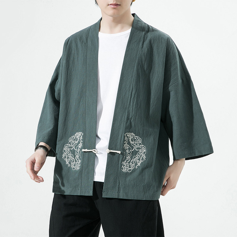 风汉服开衫刺绣盘扣精致防晒电商A100-731-p50男士宽松限68,男装民族服装,电商A100