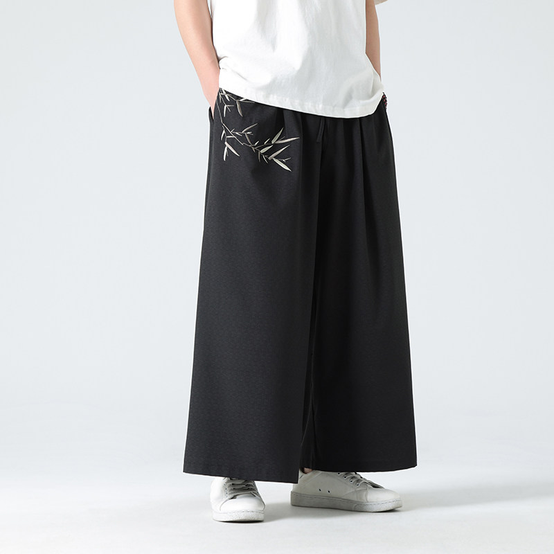 夏季风新中式竹子刺绣阔腿裤大码加大加款电商A100-2311-P60图片